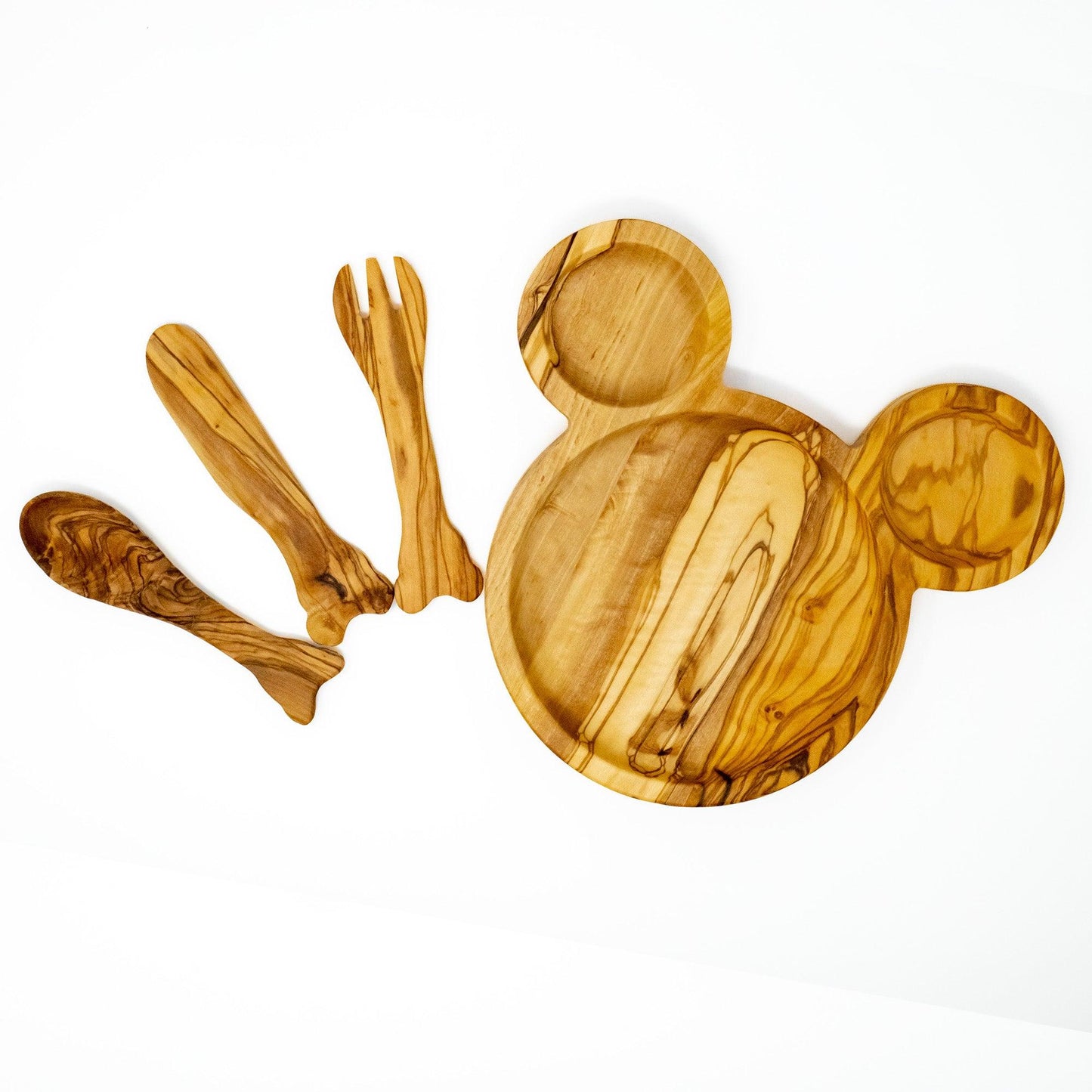 Honey Bear - Kids Breakfast and Dinner Set, Teddy Shaped Plate, Fork, Spoon and Knife - Goya Blue