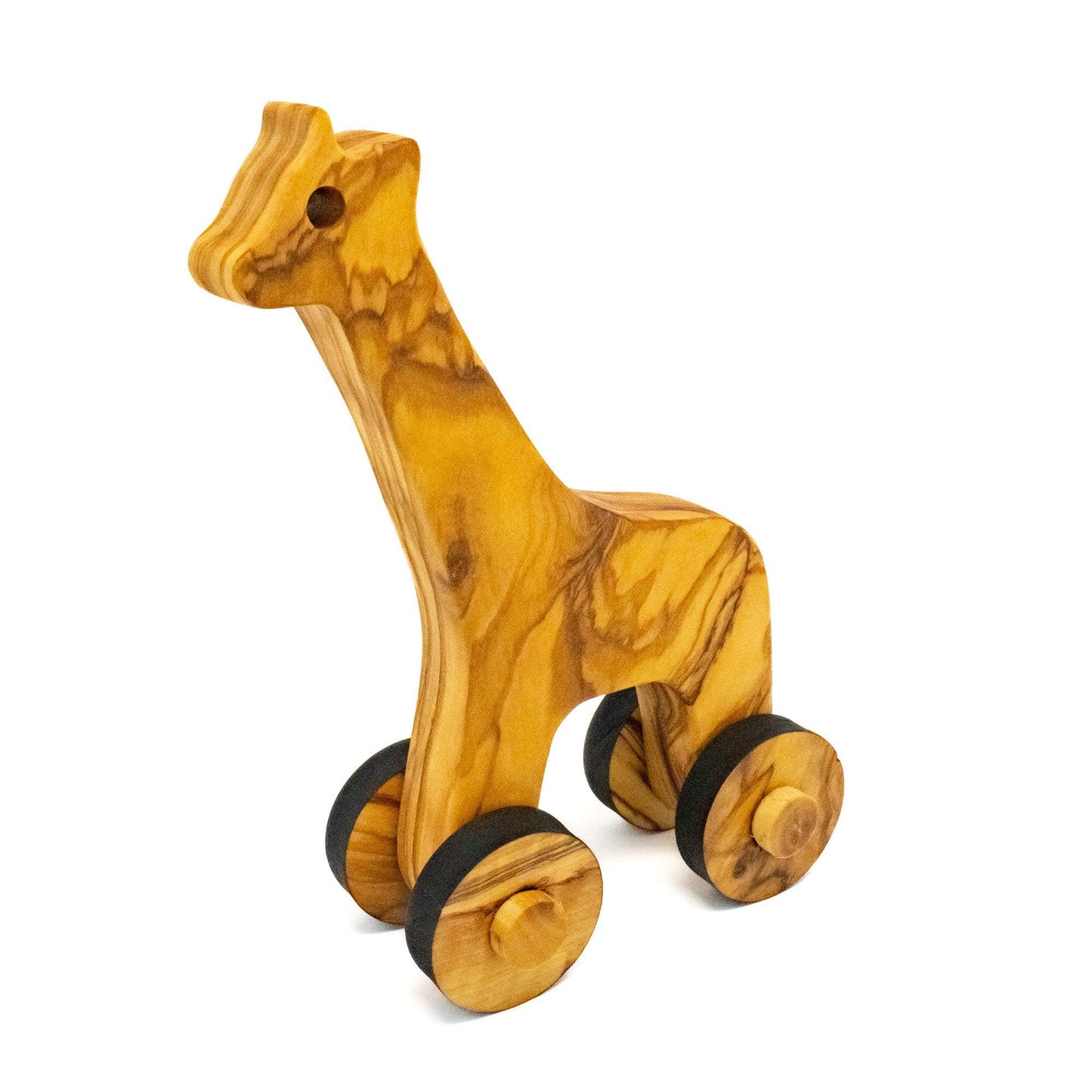 Handmade wooden figure toy, giraffe side view